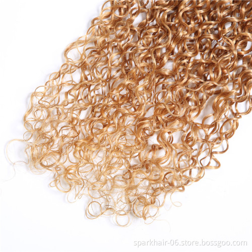 9a 100g SPARK Remy Human Hair Weaving Bundle for Women Weave Hair Extension Brazilian Ombre Black Golden Afro Curly Curl Wave
